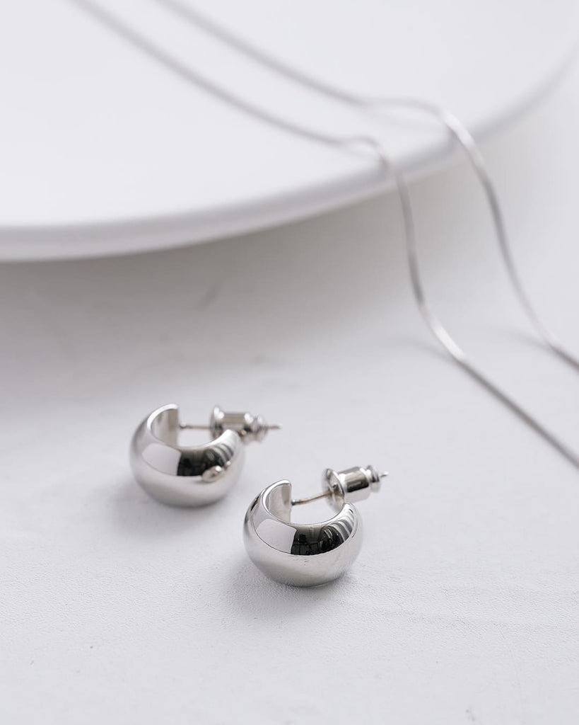 【S925】シンプル太フープデザインピアス ND