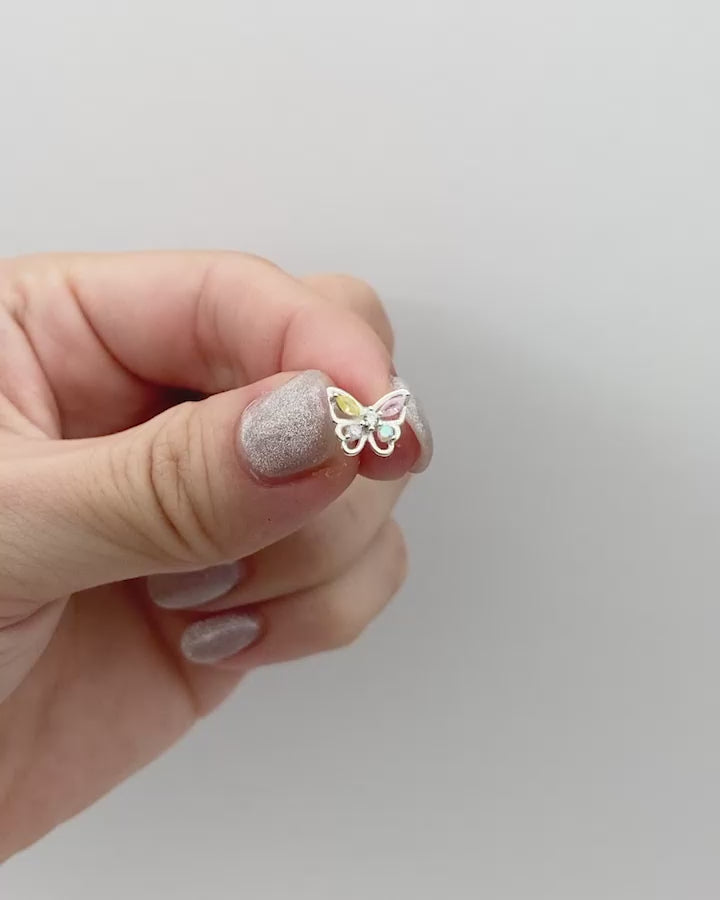 ちょこ様　3点(バレッタ.ピアス2点) 14G 16G ］ゆらゆら揺れて女っぽさを引き出すCZ バタフライ