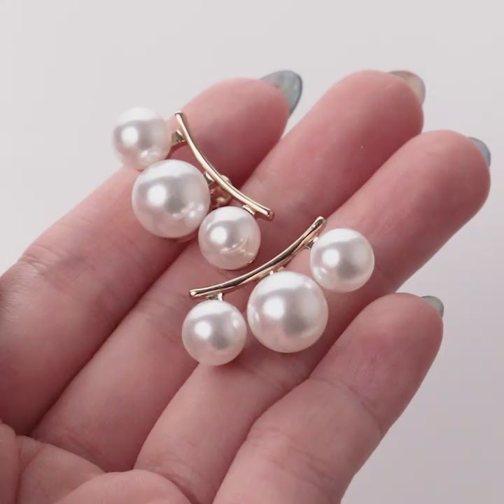 ☆あこや真珠4.5mm☆✨3連パールK18ピアスイヤリング - ピアス