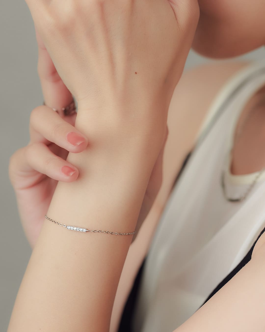 S925/14KGP】バーモチーフ×6ジルコニアブレスレット – ChooMia（チュミア）