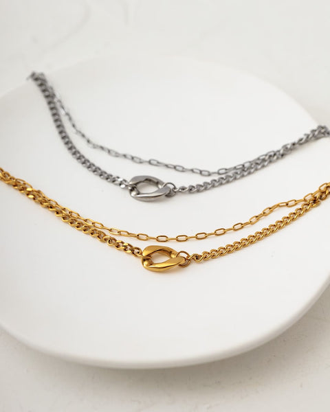 18K サークルデザインブレスレット 7/31(金)20:00～発売】【18KGP】ミックスチェーンニュアンスサークル