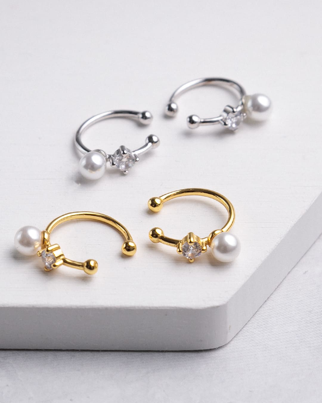 11/14(金)20:00～再入荷】【S925/18KGP】パール×ジルコニアミニ