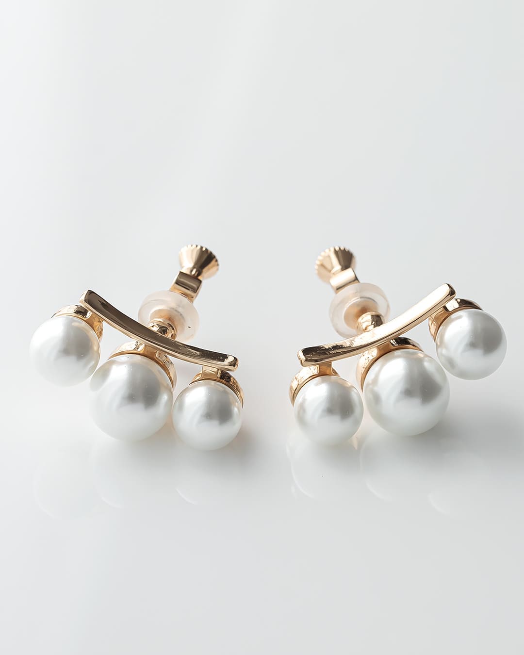 ３連バー パール 高見え ３連パール ゴールド 3点セット 9/19(金)20:00～再入荷】【18KGP】3連パールイヤリング【mina1月