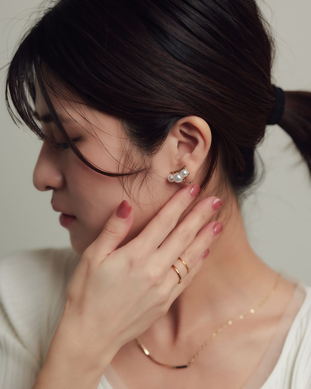 4/24(金)20:00～再入荷】【18KGP】3連パールミニイヤリング – ChooMia