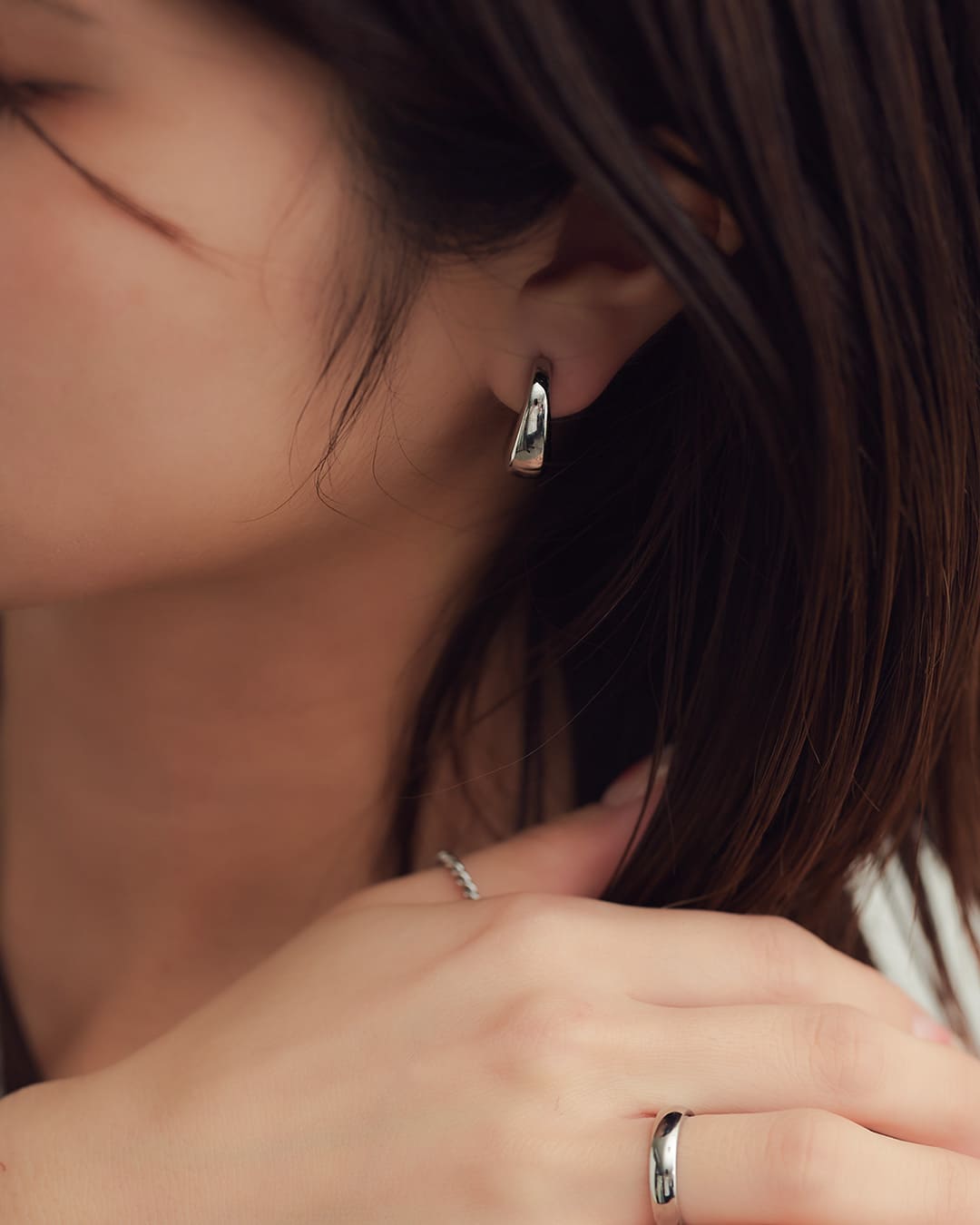 10/10(金)20:00～再入荷】【14KGP】Uラインフープイヤリング