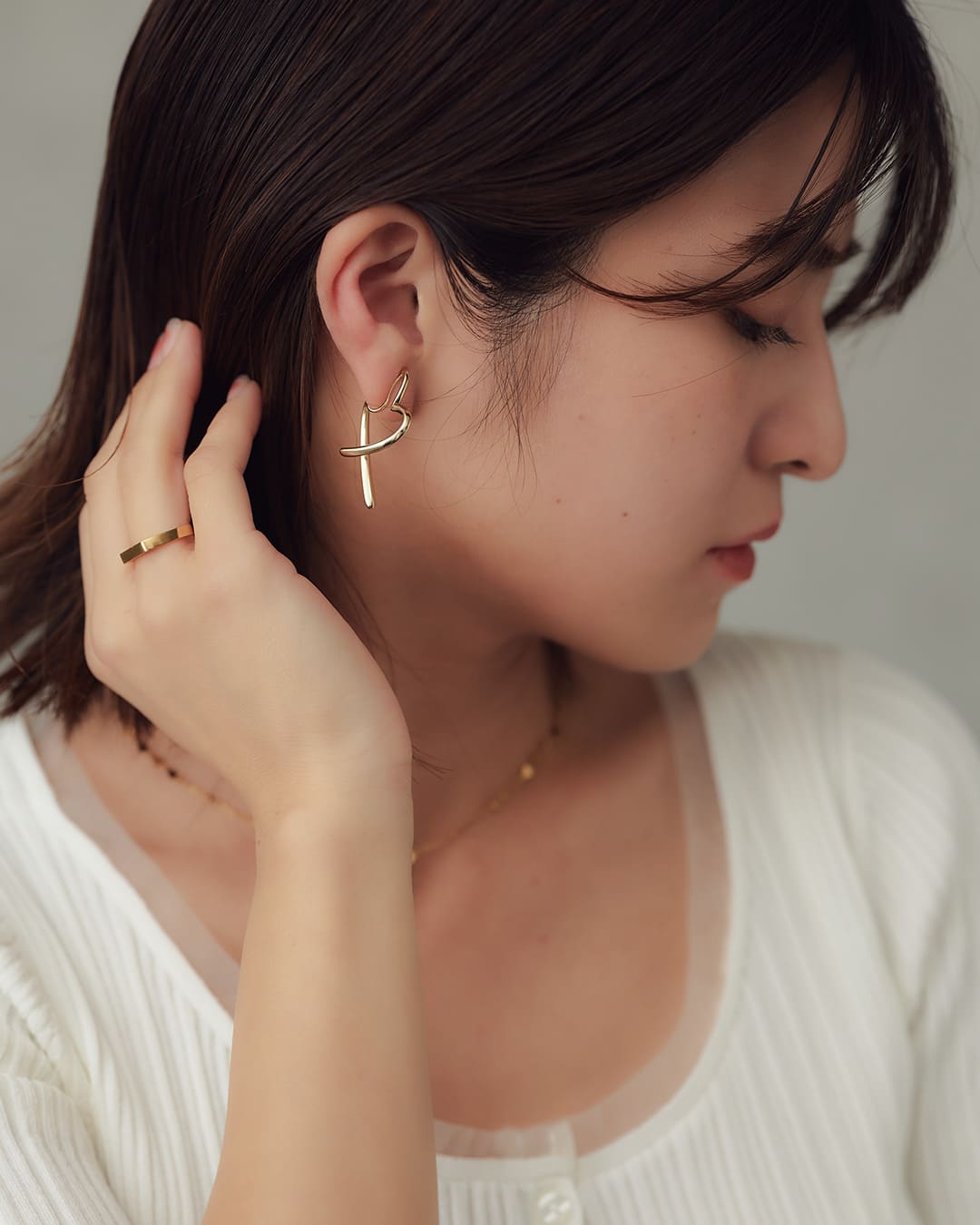 14KGP】ハートラインイヤリング – ChooMia（チュミア）