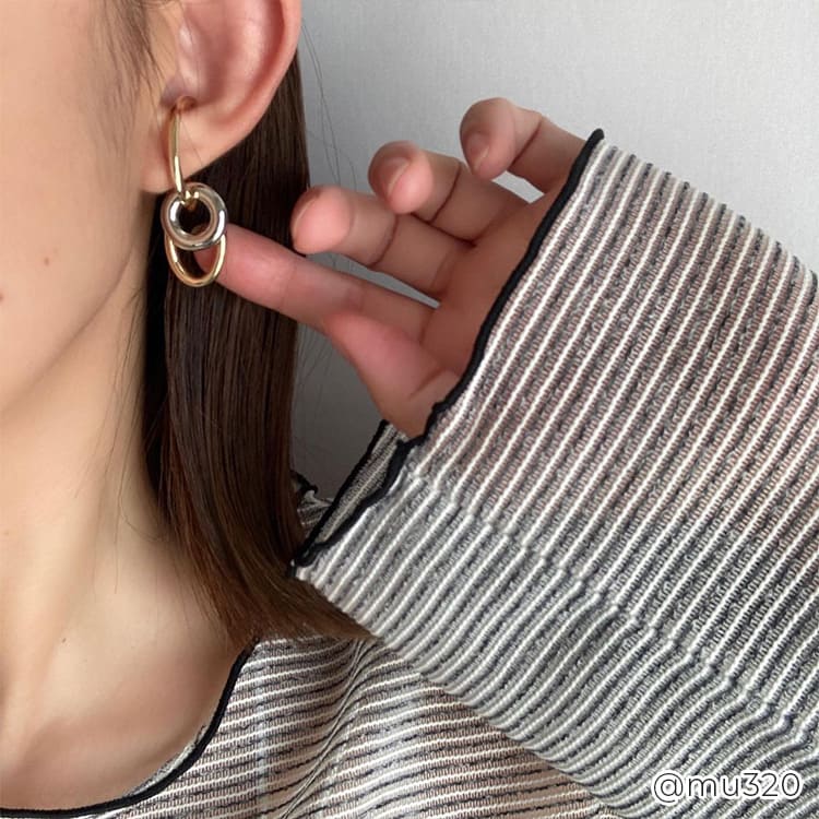 再入荷予定あり＞【18KGP】バイカラーフープイヤーカフ【mina3月号掲載