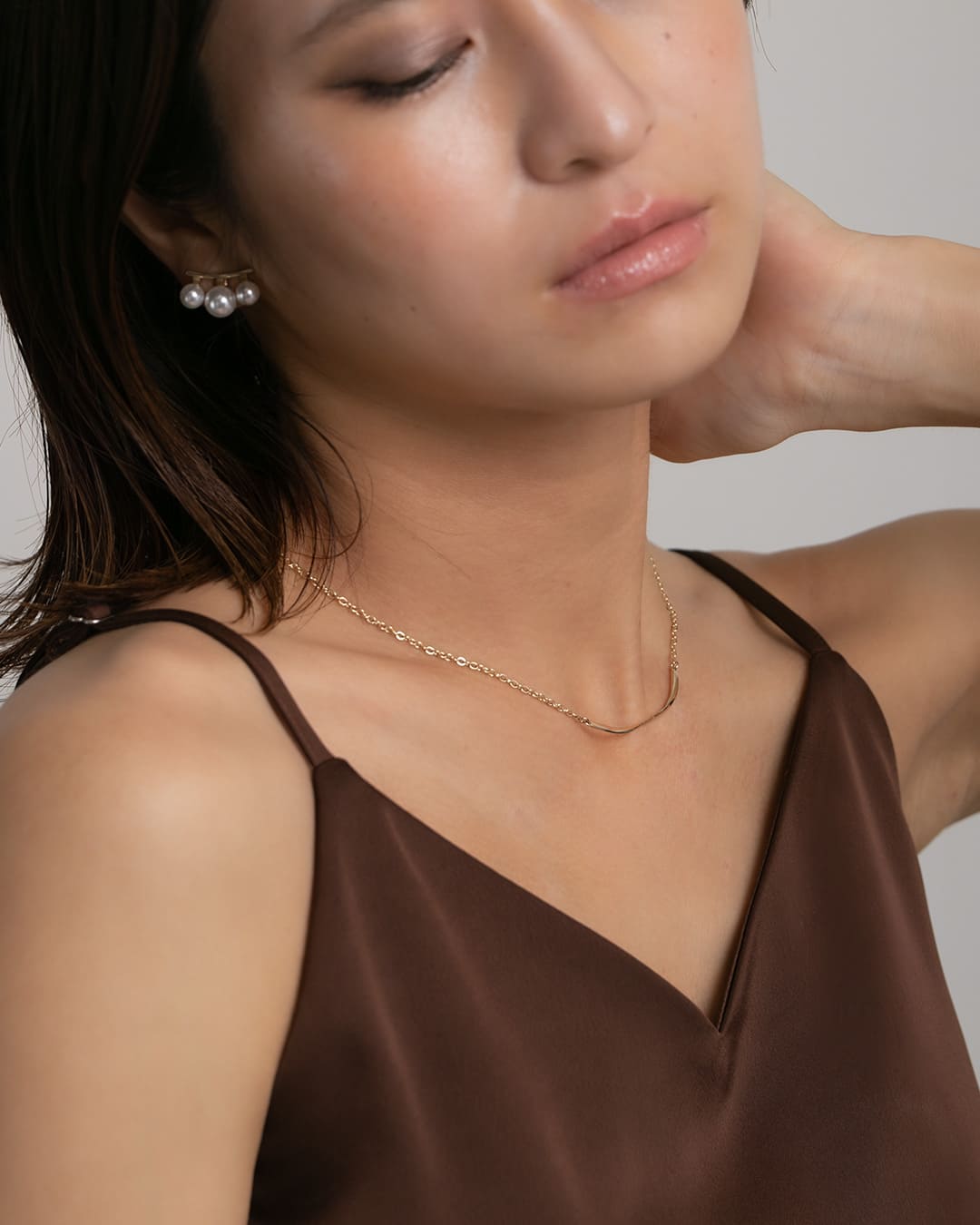 9/26(金)20:00～再入荷】【18KGP】ねじりカーブネックレス