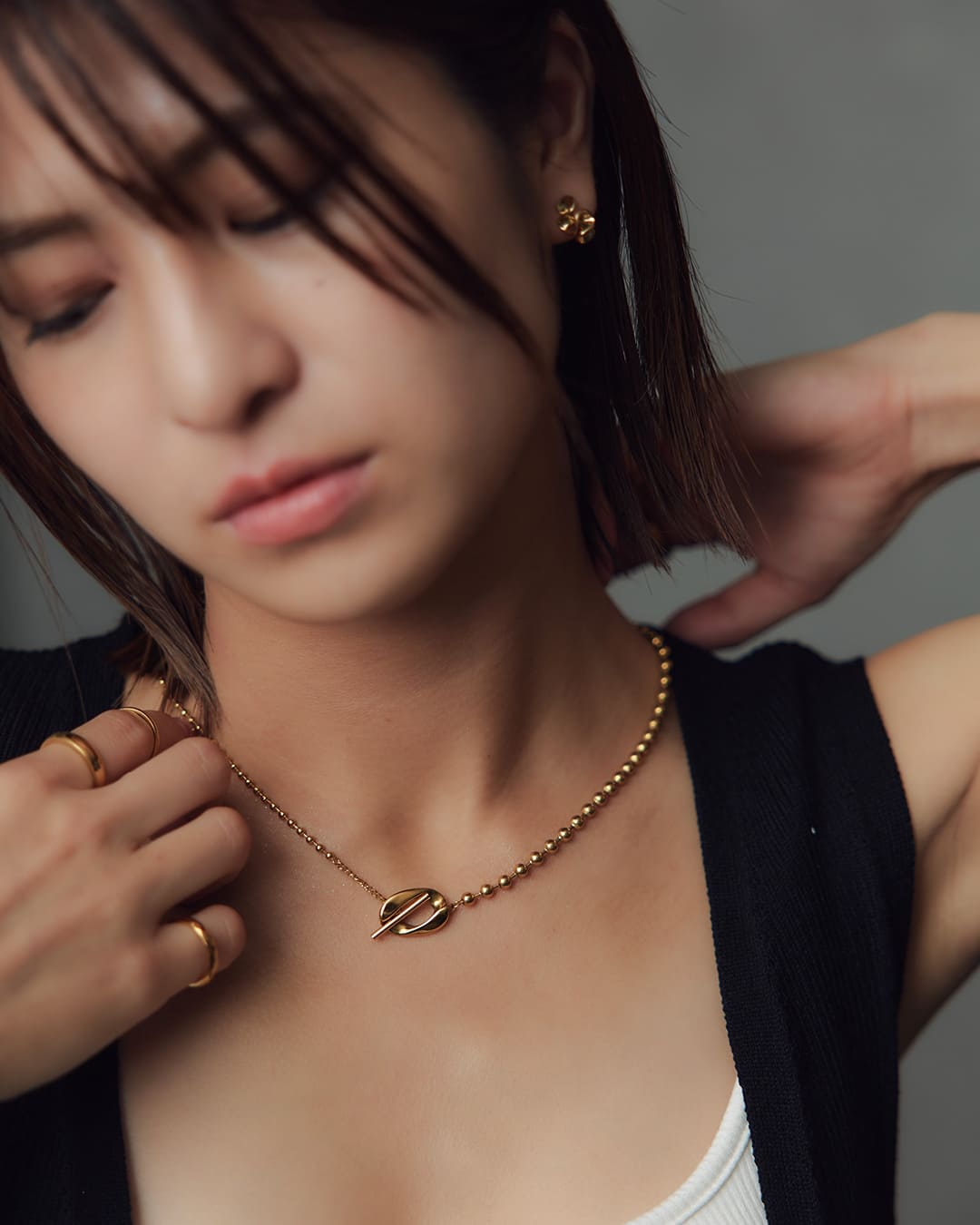 18金♡18K♡ボール付きチェーン♡ネックレス♡44センチ♡ボールチェーン ゴールド ボールチェーン 18k gp 金 チェーンネックレス ball