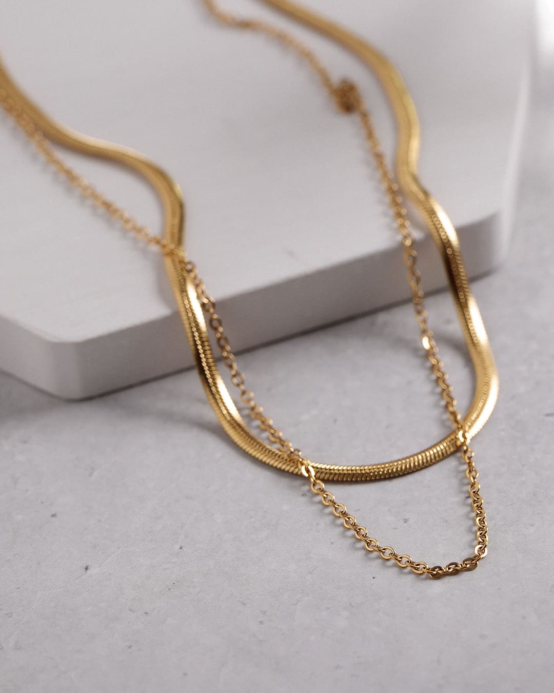 18KGP】アズキ＆スネークチェーン2連ネックレス – ChooMia