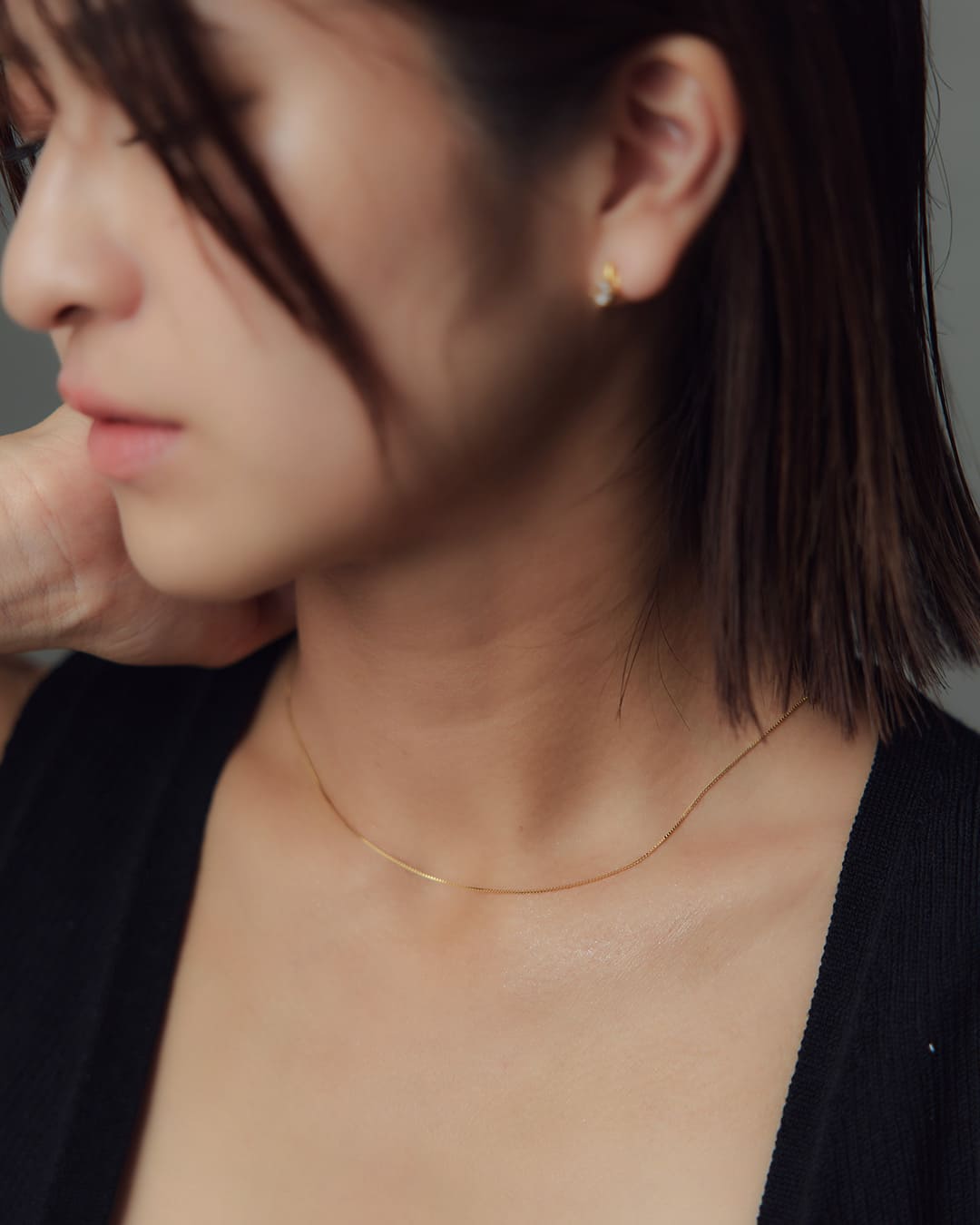 ネックレス11点＆イヤリング2点 天然8mmジェット ネックレス&イヤリング(ピアス) 2点セット