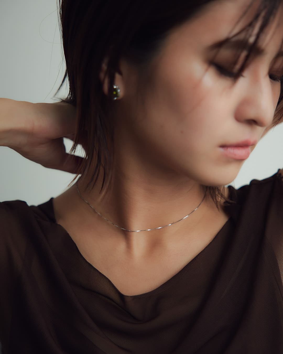 ネックレス11点＆イヤリング2点 天然8mmジェット ネックレス&イヤリング(ピアス) 2点セット