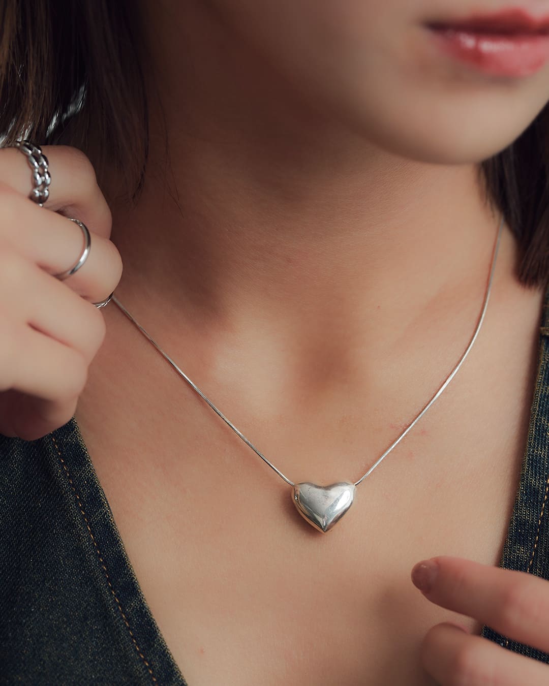 2/20(金)20:00～再入荷】【S925】ハートモチーフスネークチェーン