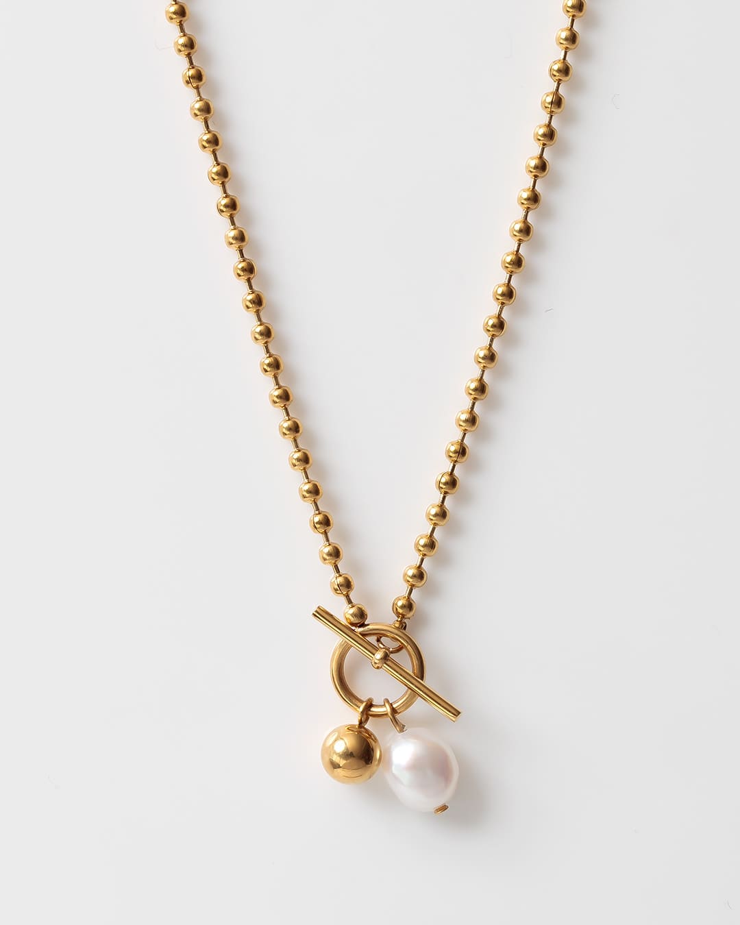 18KGP】淡水パール×ボールチェーンマンテルネックレス ND – ChooMia