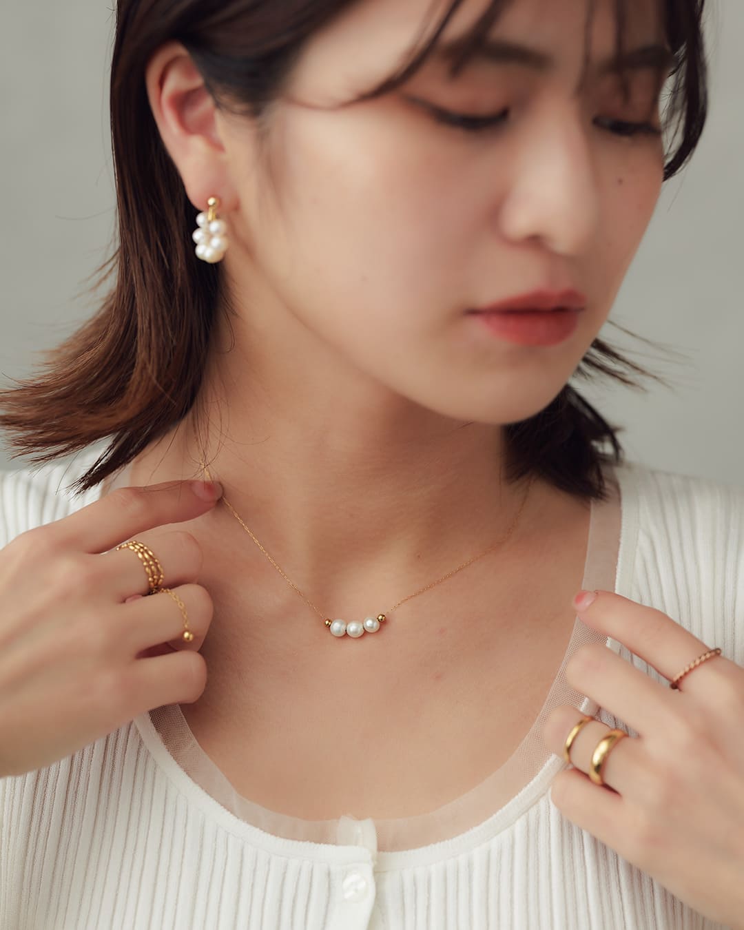 11/14(金)20:00～再入荷】【18KGP】選べる3タイプ淡水パールネックレス