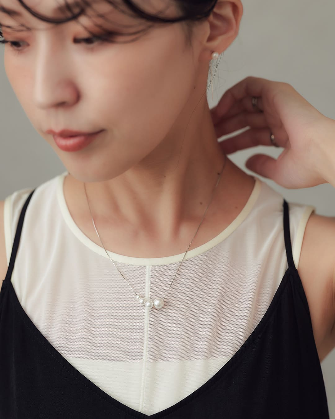 10/3(金)20:00～再入荷】【S925/18KGP】4連貝パールネックレス