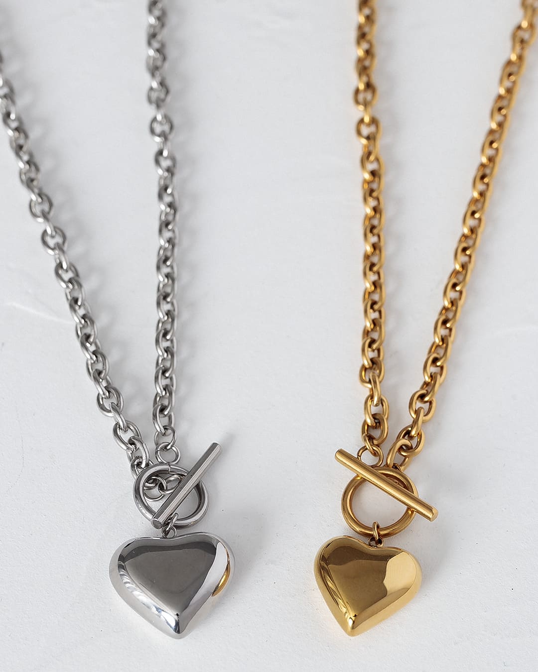 2/13(金)20:00～再入荷】【14KGP】ハートモチーフチェーンネックレス