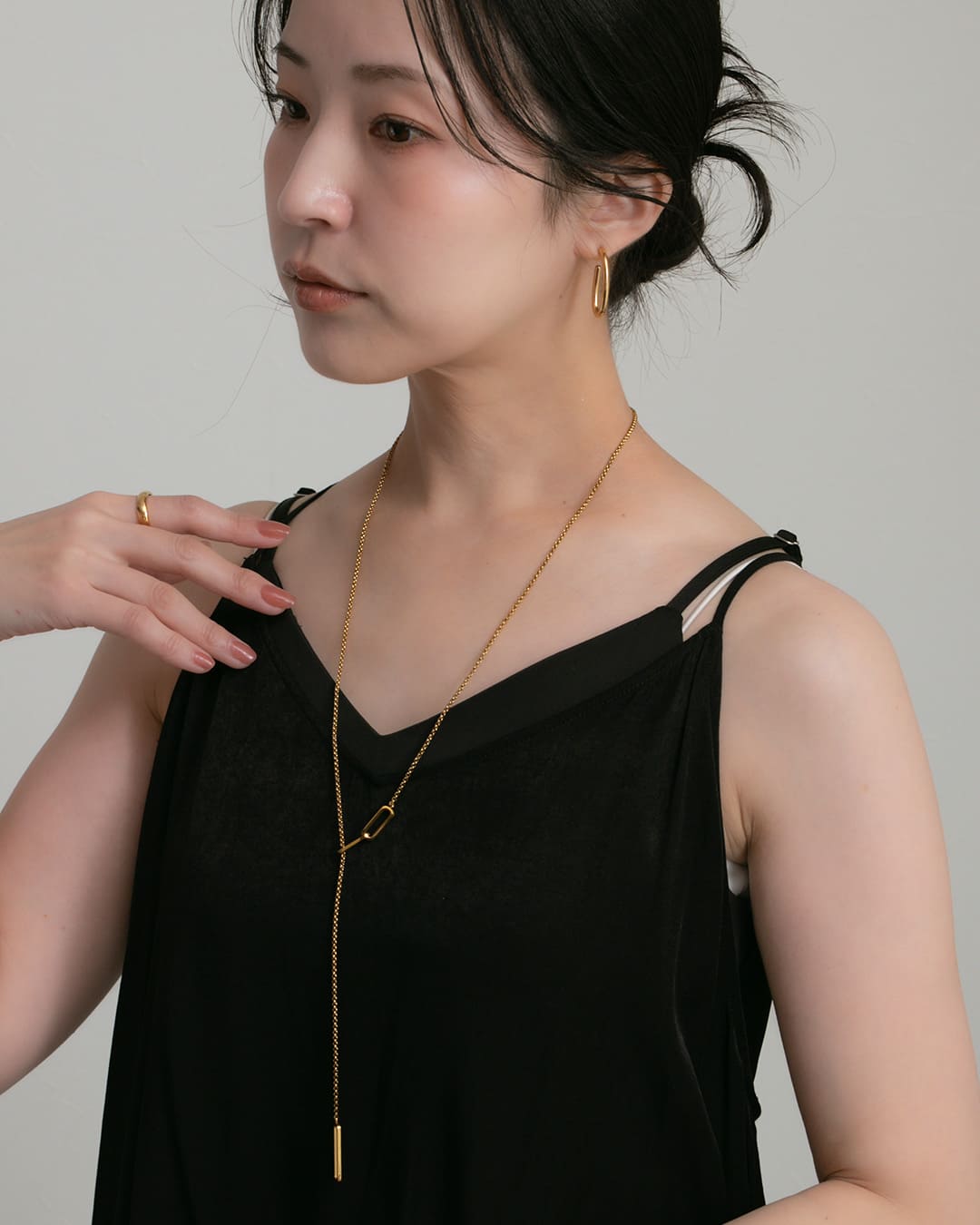 2/6(金)20:00～再入荷】【18KGP】ラウンドレクタングルモチーフロング