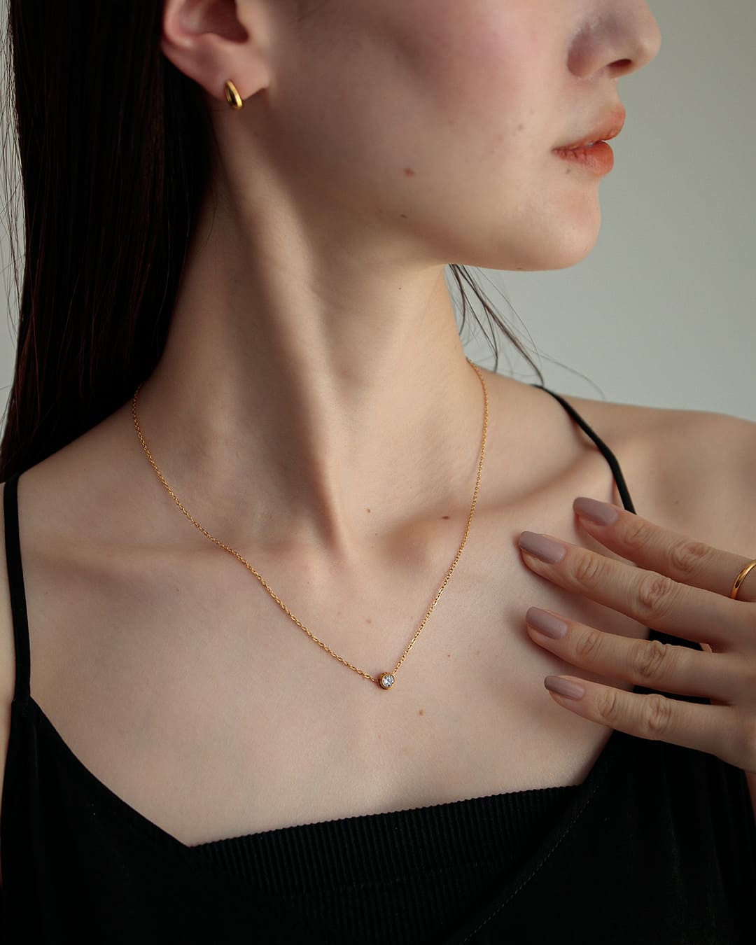 18KGP】1粒ジルコニアシンプルネックレス – ChooMia（チュミア）