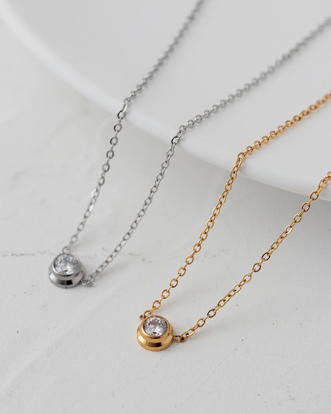 18KGP】1粒ジルコニアシンプルネックレス – ChooMia（チュミア）
