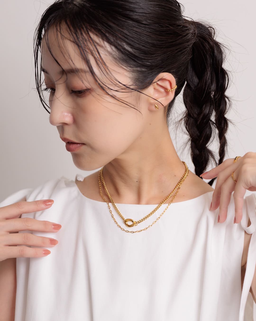 7/31(金)20:00～発売】【18KGP】ミックスチェーンニュアンスサークル
