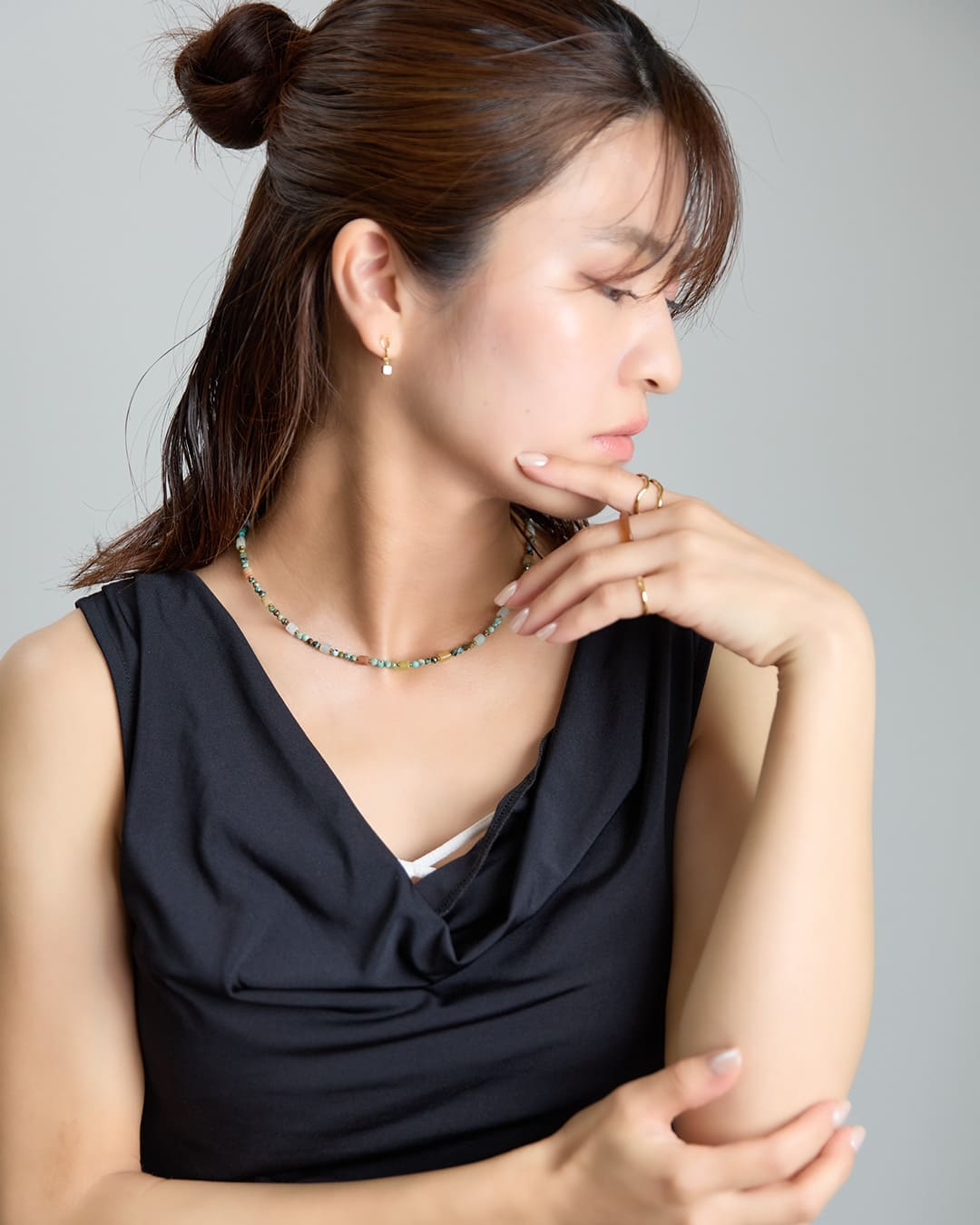 6/12(金)20:00～発売】【18KGP】フォレストミックスビーズネックレス