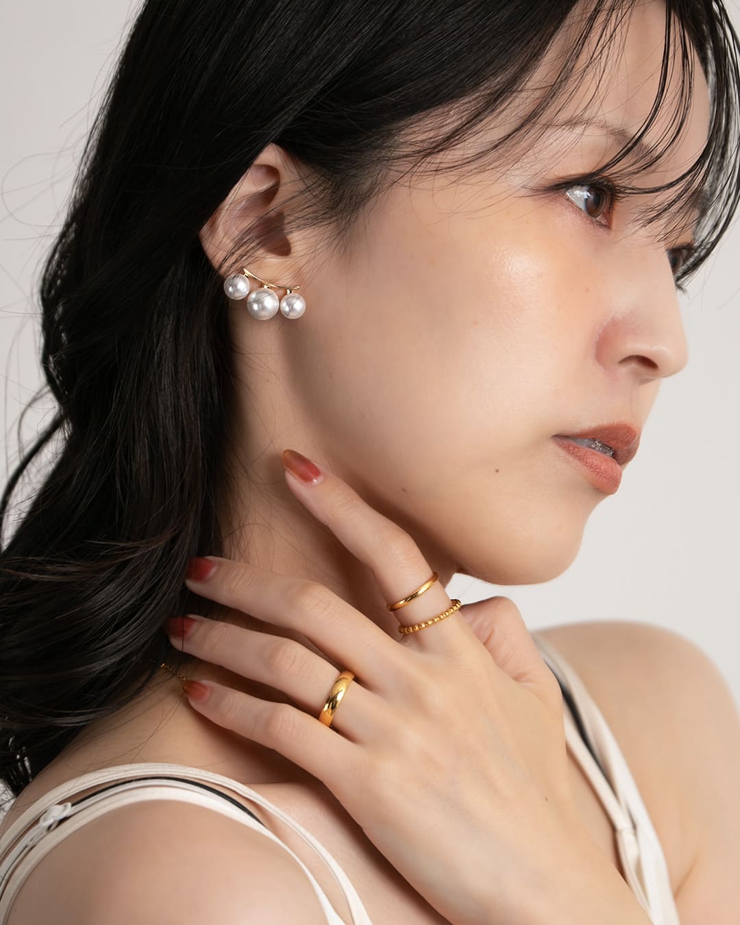 S925/18KGP】3連パールピアス【美人百花7月号掲載】 – ChooMia（チュミア）