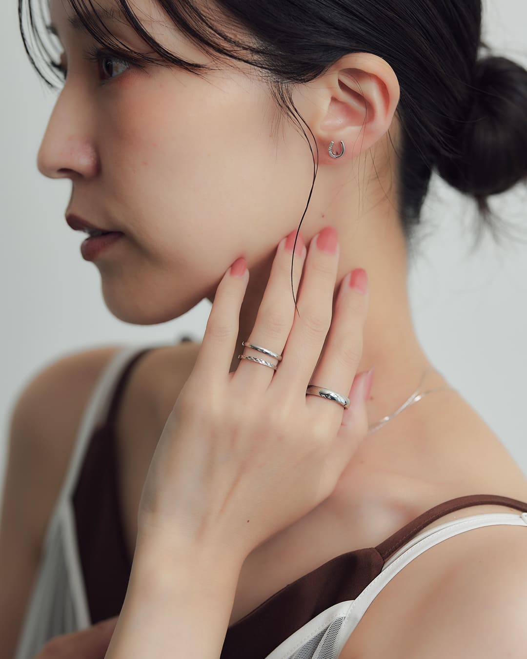 S925/18KGP】ホースシューハーフライン2wayピアス【日経WOMEN11月号