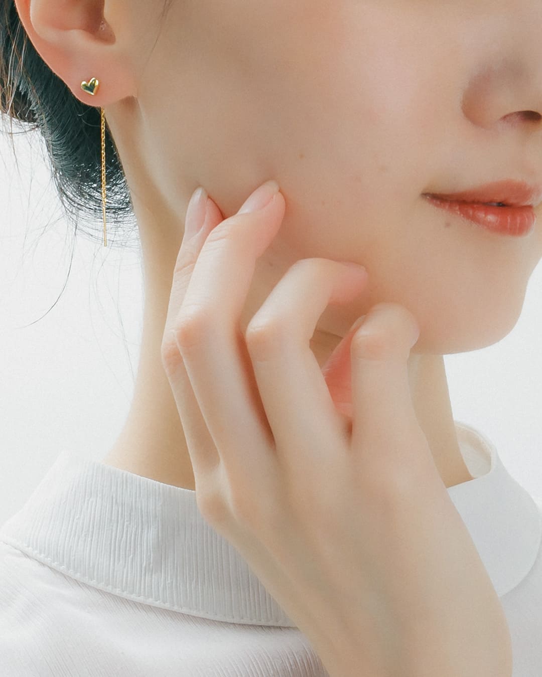 S925/18KGP】ハートモチーフロングチェーンピアス【美人百花2月