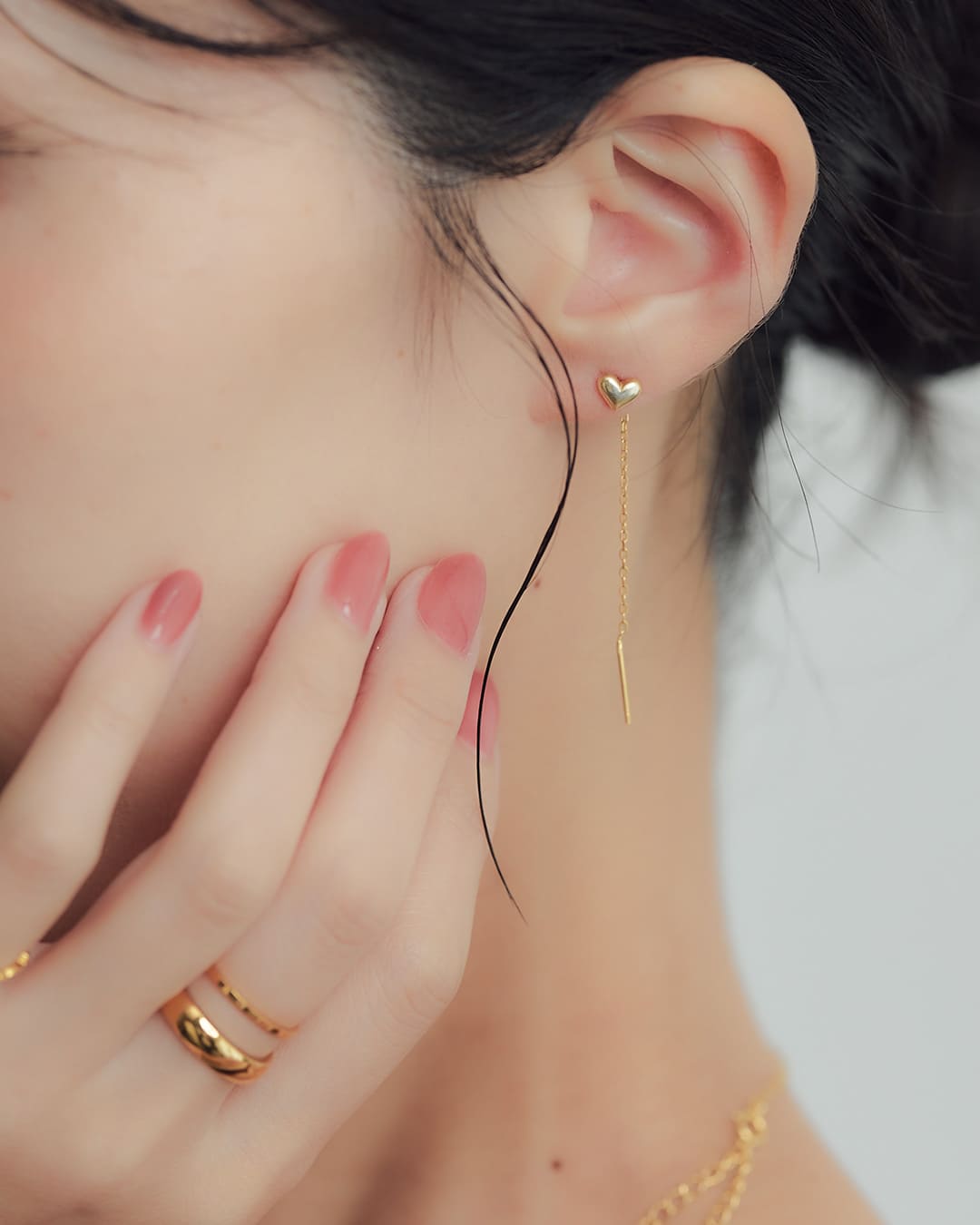 ハート ピアス S925/18KGP】ハートモチーフロングチェーンピアス【美人百花2月