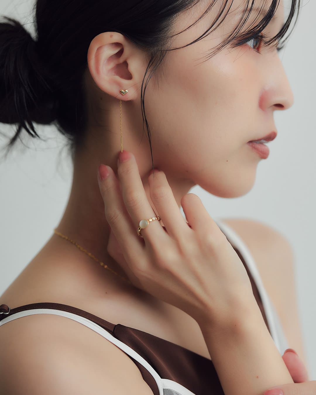 S925/18KGP】ハートモチーフロングチェーンピアス【美人百花2月