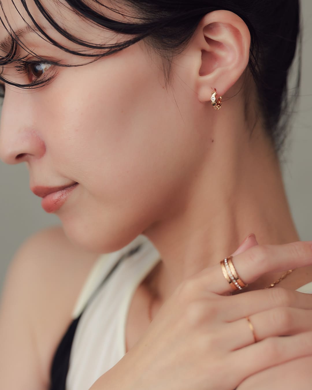 S925】ハニーコンボモチーフ×ジルコニアフープピアス – ChooMia
