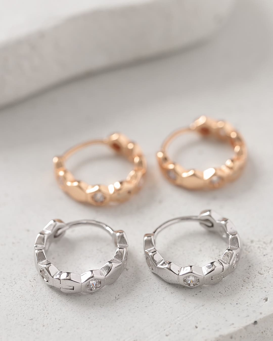 S925】ハニーコンボモチーフ×ジルコニアフープピアス – ChooMia