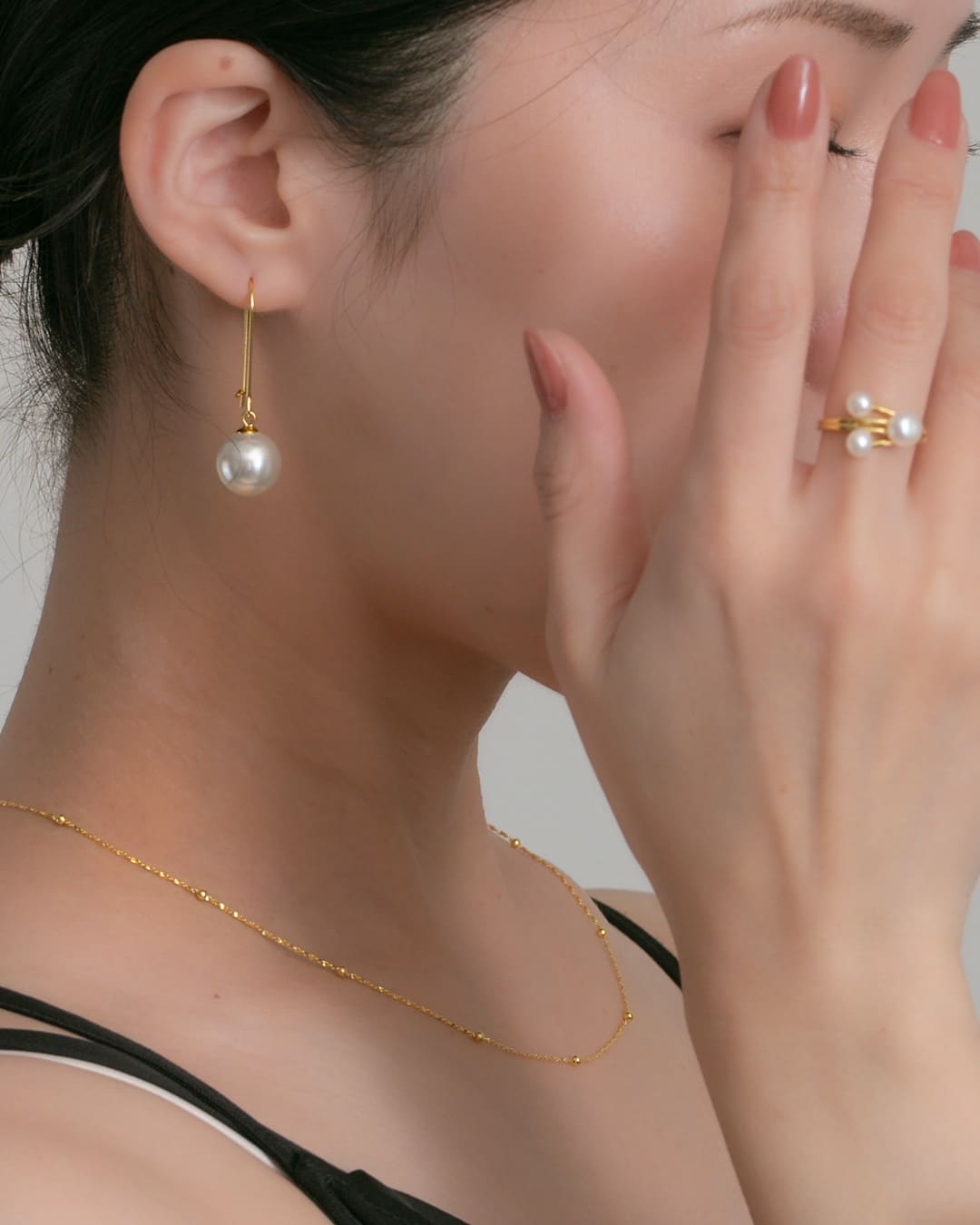 ハンドメイドピアス1706 S925/18KGP】パールラインアーチピアス – ChooMia（チュミア）