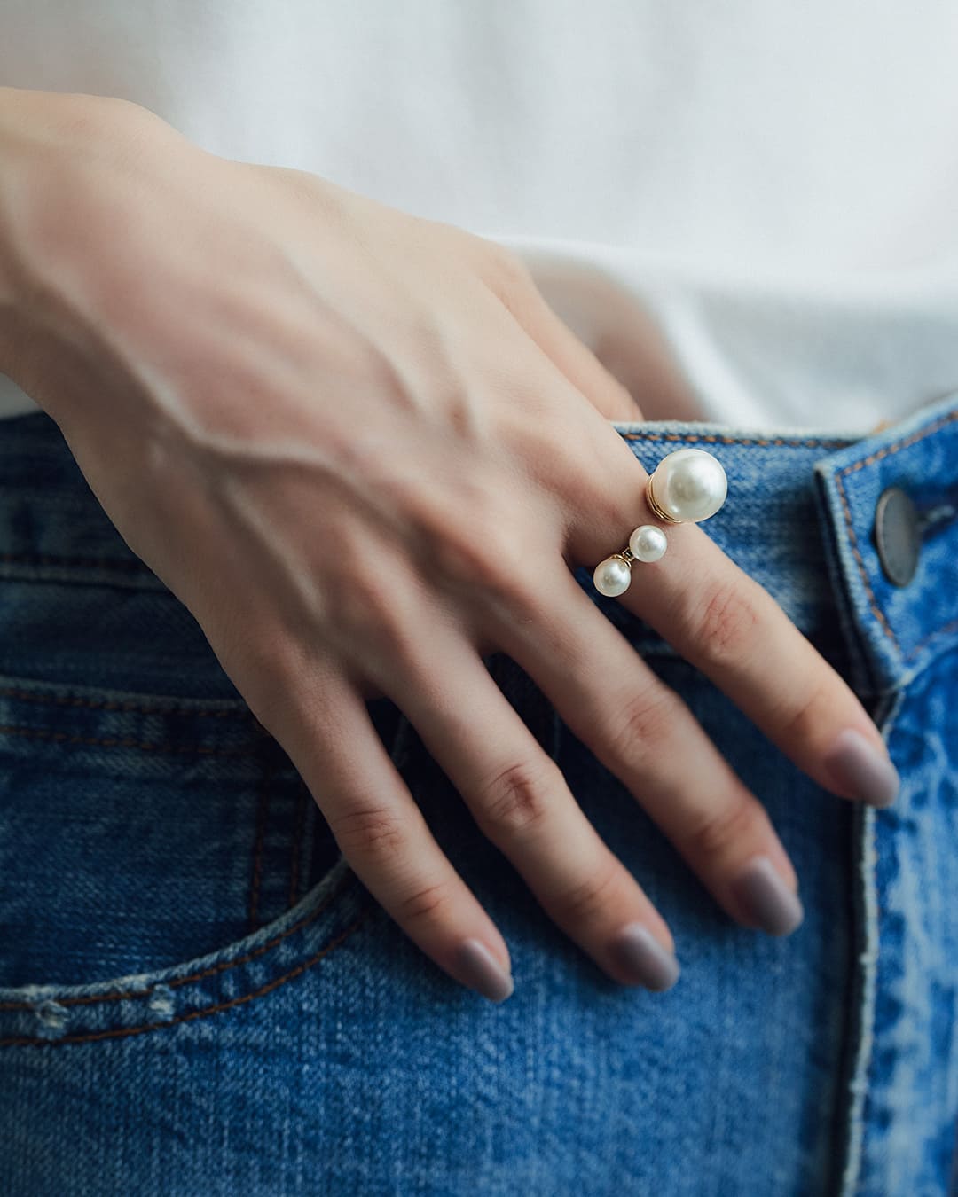 11/28(金)20:00～再入荷】【18KGP】トリプルパールリング【NHKあさイチ