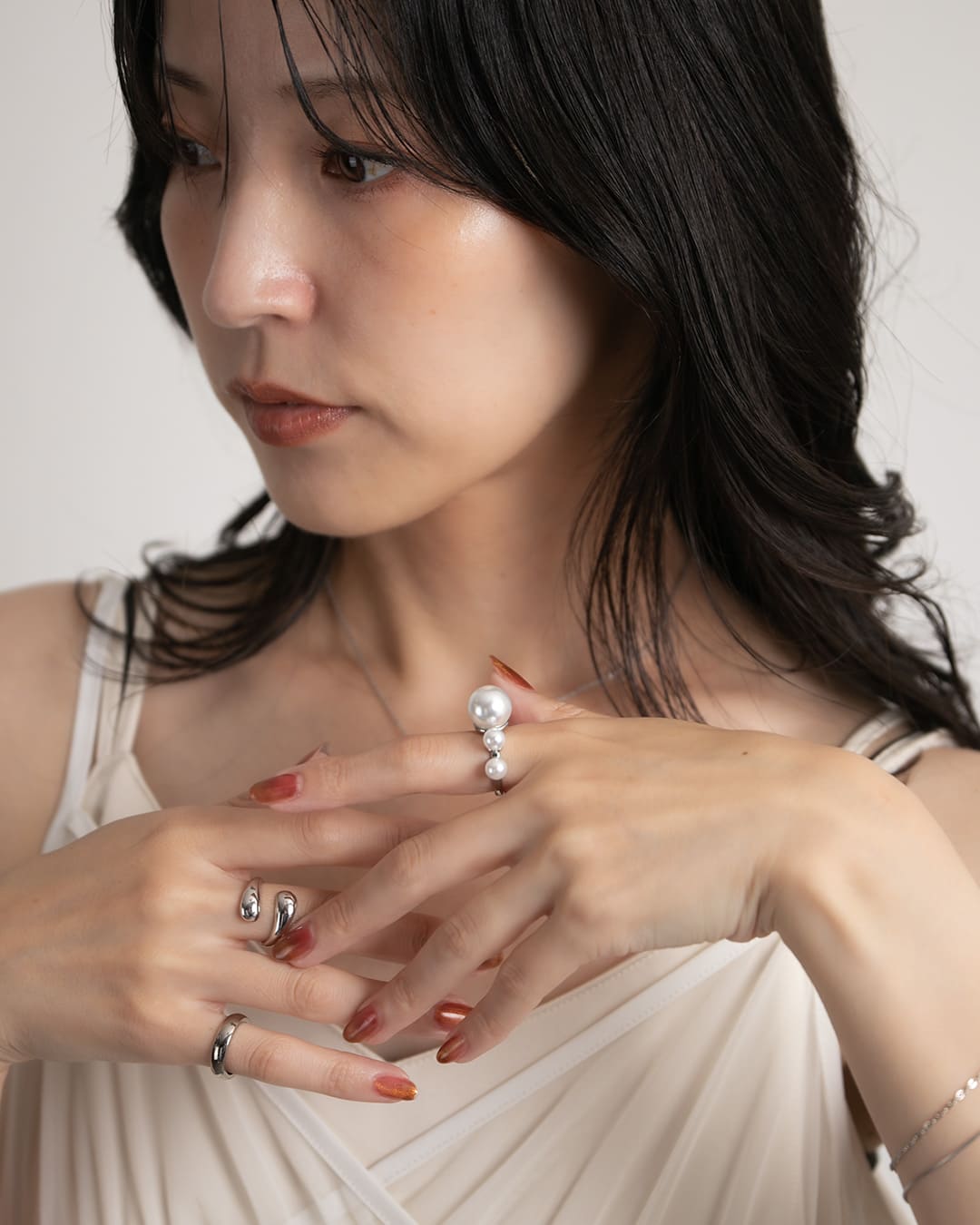 エレガントなパールリング 11/28(金)20:00～再入荷】【18KGP】トリプルパールリング【NHKあさイチ