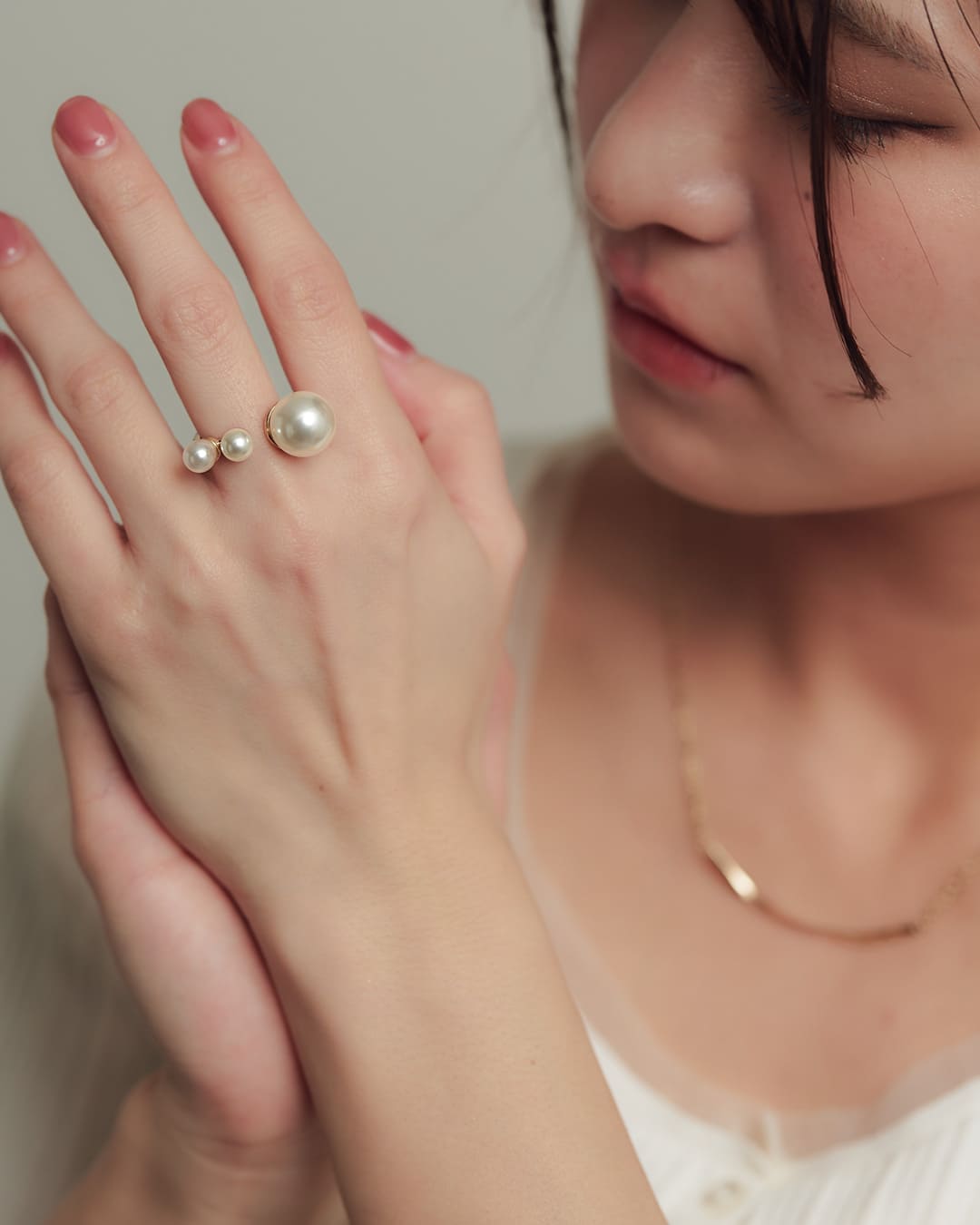 店舗にてクリーニング済　パール　リング　9号 5/8(金)20:00～再入荷】【18KGP】トリプルパールリング – ChooMia