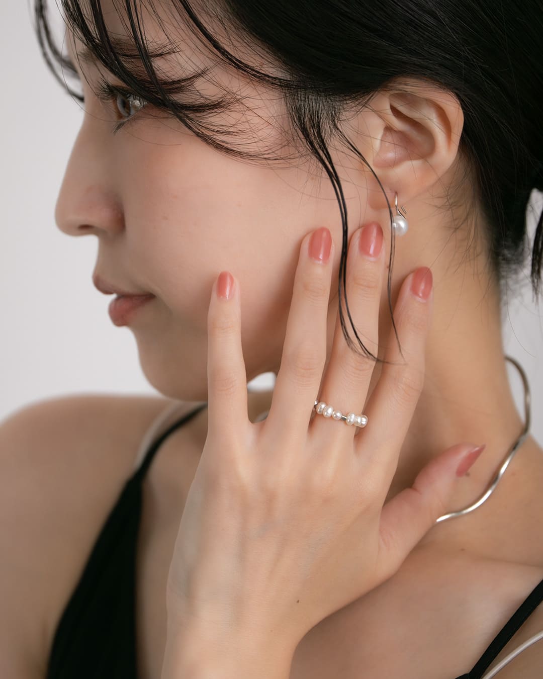 18KGP】天然淡水バロックパールチェーンリング【NHKあさイチ紹介