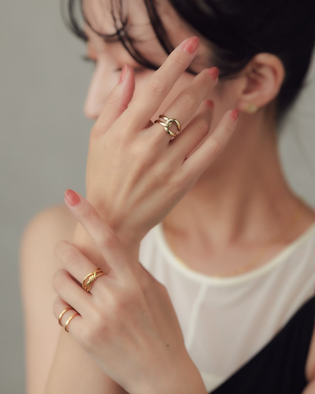 10/3(金)20:00～再入荷】【S925/18KGP】クロスツイストリング【美人