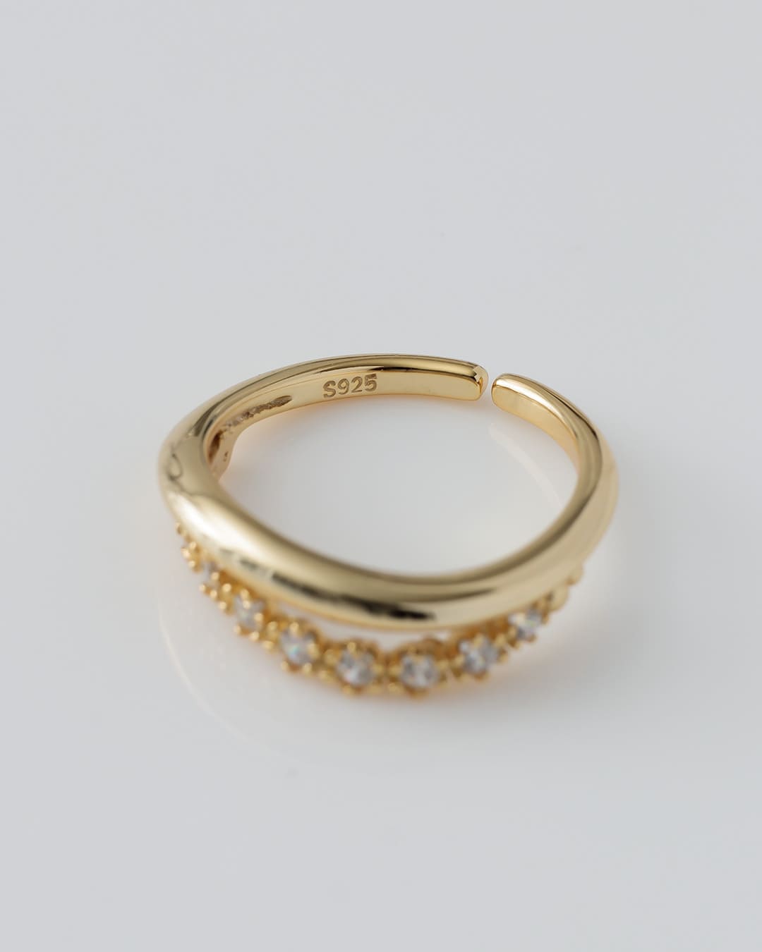 2/6(金)20:00～再入荷】【S925/18KGP】ジルコニアダブルラインリング