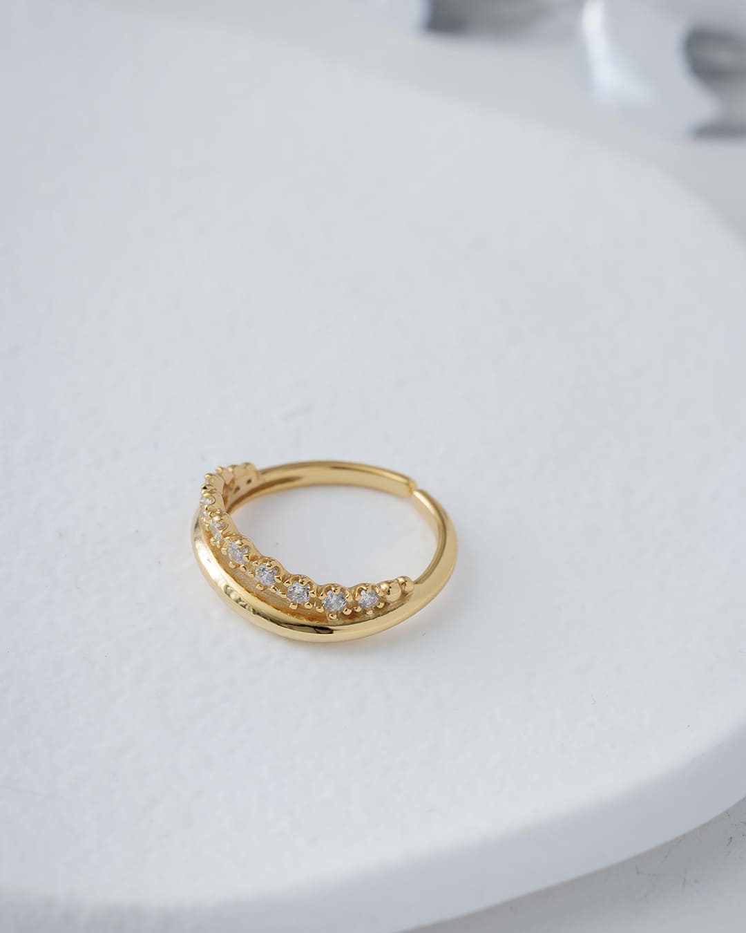 2/6(金)20:00～再入荷】【S925/18KGP】ジルコニアダブルラインリング