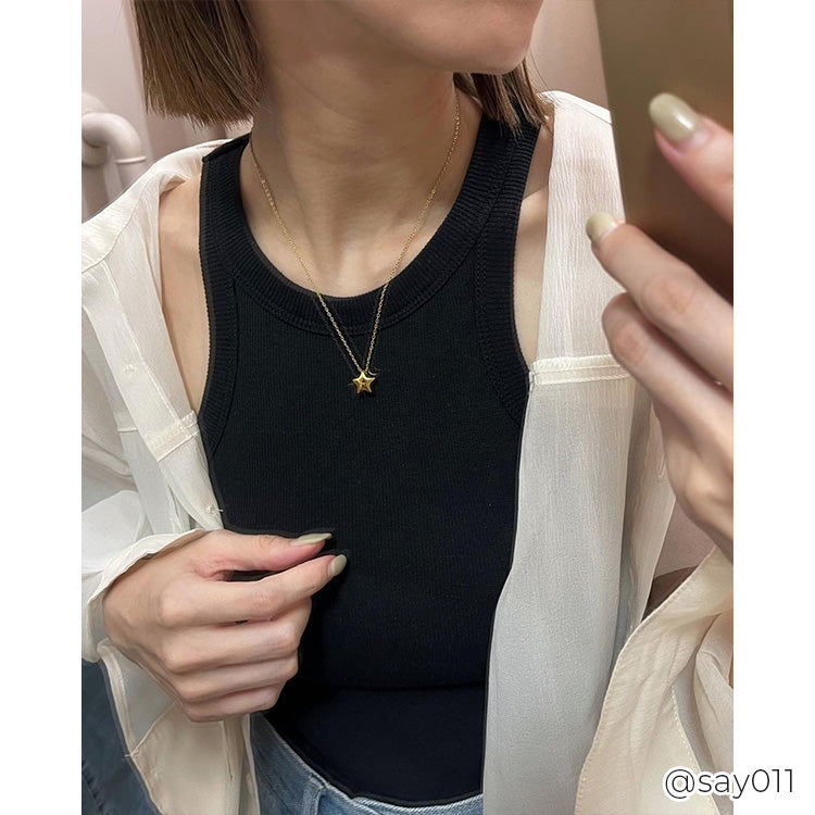 5/29(金)20:00～再入荷】【18KGP】ぷっくりスターモチーフステンレス
