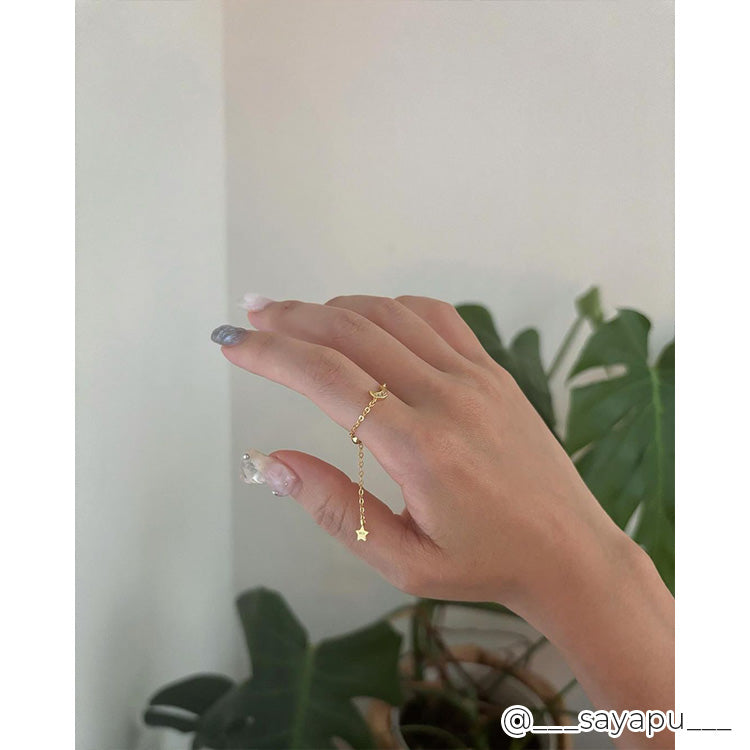 e.m. ストロベリー、czリング 11/7(金)20:00～再入荷】【S925/18KGP】ムーン×スターモチーフチェーン