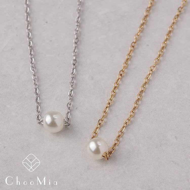 Narita CASMINE ゴールド ダイアモンドパール ネックレス 14KGP】1粒シェルパールシンプルステンレスネックレス – ChooMia